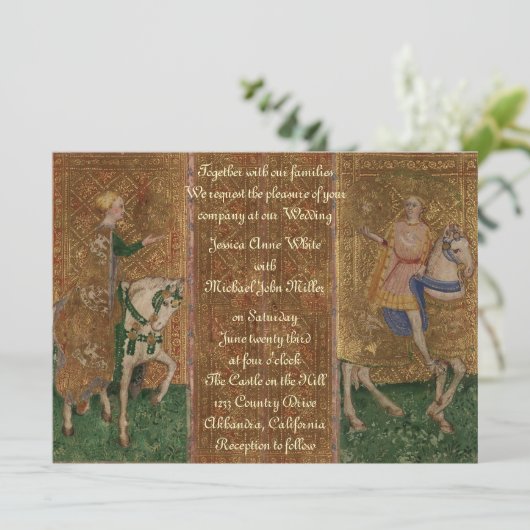 Medieval Knight Renaissance Fantasy Wedding Kaart (Staand voorkant)