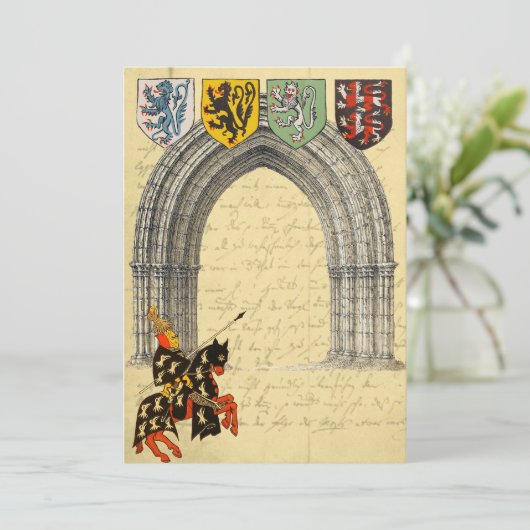 Medieval Knight Save the Date Cards (Staand voorkant)