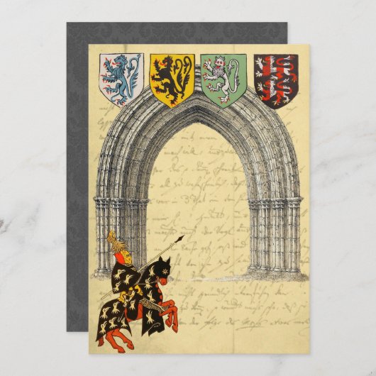 Medieval Knight Save the Date Cards (Voorkant / Achterkant)