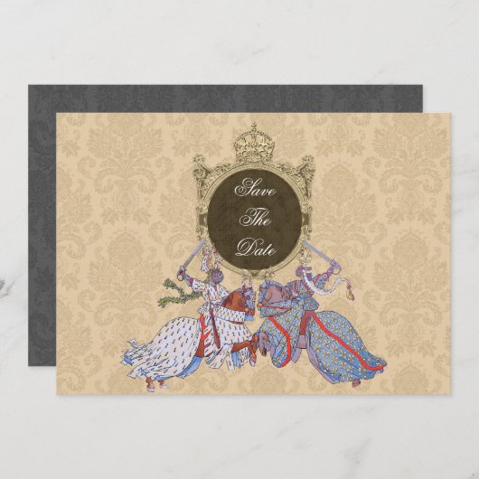 Medieval Knight Save the Date Cards (Voorkant / Achterkant)