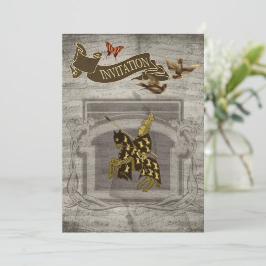 Medieval Knight Save the Date Cards (Staand voorkant)