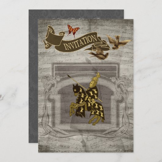 Medieval Knight Save the Date Cards (Voorkant / Achterkant)