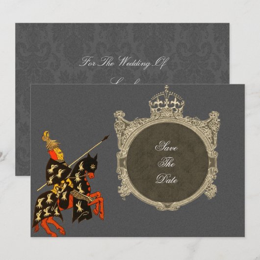 Medieval Knight Save the Date Cards (Voorkant / Achterkant)