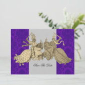 Medieval Knight Save the Date Cards (Staand voorkant)