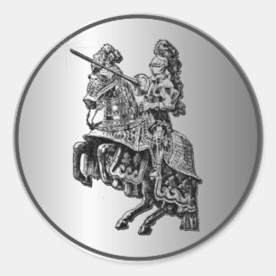Medieval Knight Silver Ronde Sticker