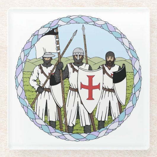 Medieval Knight Templar Glazen Onderzetter (Voorkant)