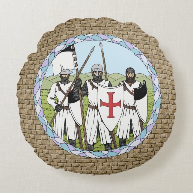 Medieval Knight Templar Rond Kussen (Voorkant)