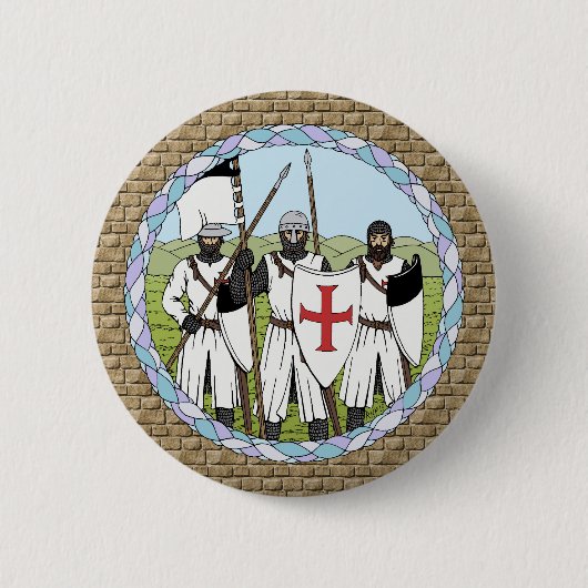 Medieval Knight Templar Ronde Button 5,7 Cm (Voorkant)