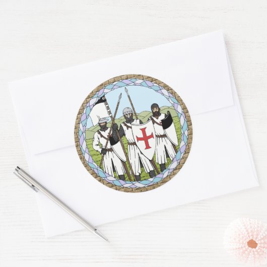 Medieval Knight Templar Ronde Sticker (Envelop)