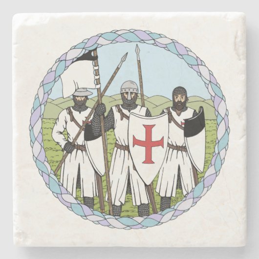 Medieval Knight Templar Stenen Onderzetter (Voorkant)