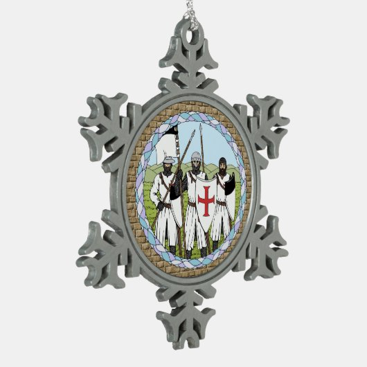 Medieval Knight Templar Tin Sneeuwvlok Ornament (Links)