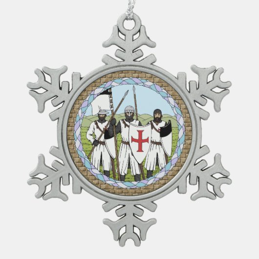 Medieval Knight Templar Tin Sneeuwvlok Ornament (Voorkant)