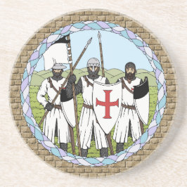 Medieval Knight Templar Zandsteen Onderzetter