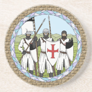 Medieval Knight Templar Zandsteen Onderzetter