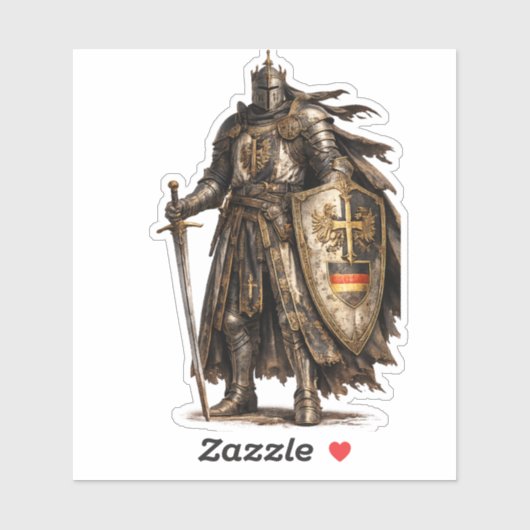 Medieval Knight Warrior Glossy Clear Fantasy .. Sticker (Vel)