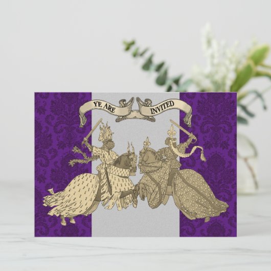 Medieval Knight Wedding Invitations Kaart (Staand voorkant)