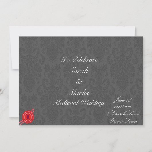 Medieval Knight Wedding Invitations Kaart (Achterkant)