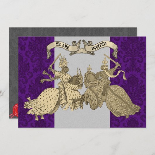 Medieval Knight Wedding Invitations Kaart (Voorkant / Achterkant)