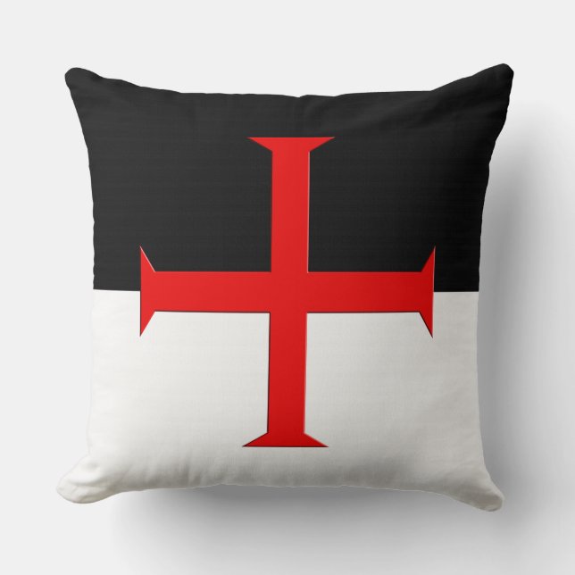 Medieval Knights Templar Cross Flag Kussen (Voorkant)
