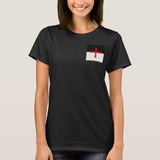 Medieval Knights Templar Cross Flag T-shirt (Voorkant)