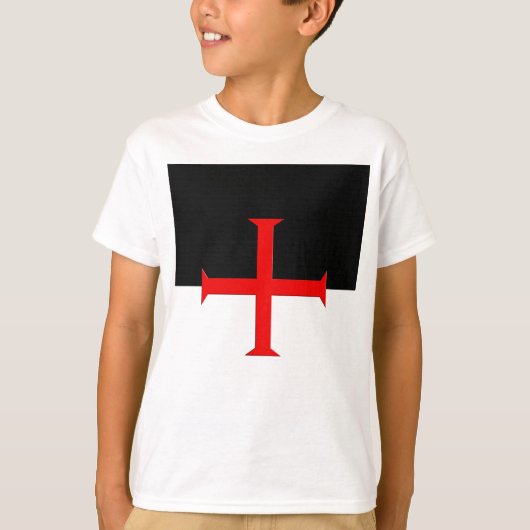Medieval Knights Templar Cross Flag T-shirt (Voorkant)