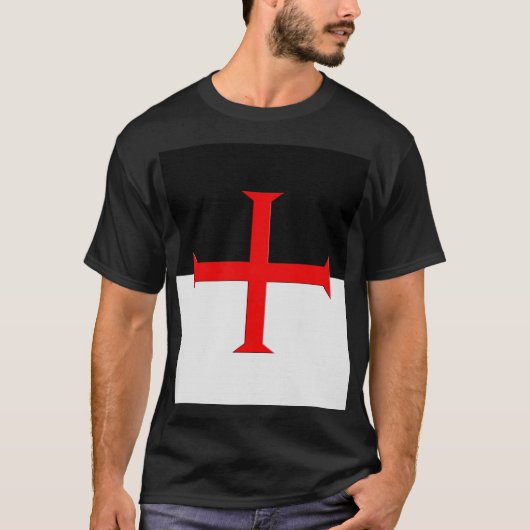 Medieval Knights Templar Cross Flag T-shirt (Voorkant)
