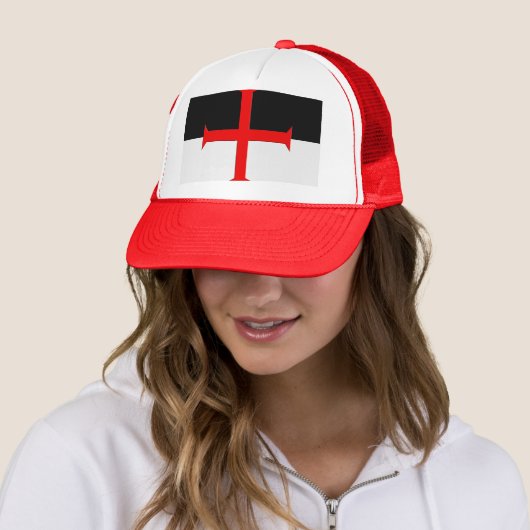 Medieval Knights Templar Cross Flag Trucker Pet (In situ)