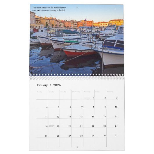 Medieval Kroatische ouderplaatsen in het Adriatisc Kalender (Jan 2026)