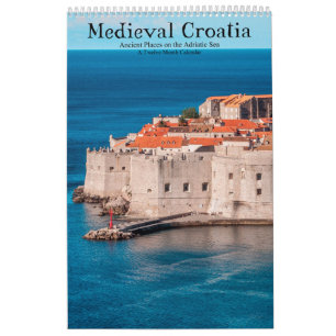 Medieval Kroatische ouderplaatsen op Adriatisch Ze Kalender