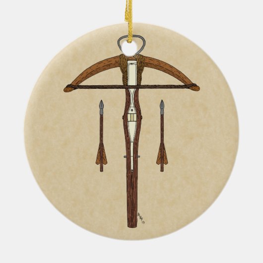 Medieval Krossbow met bouten Keramisch Ornament (Achterkant)