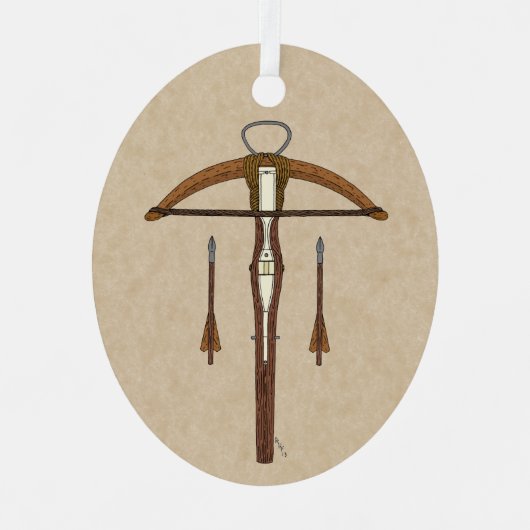Medieval Krossbow met bouten Metalen Ornament (Voorkant)