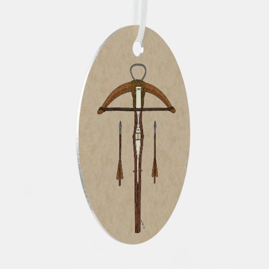 Medieval Krossbow met bouten Metalen Ornament (Voorkant Rechts)