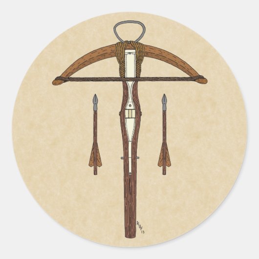 Medieval Krossbow met bouten Ronde Sticker (Voorkant)
