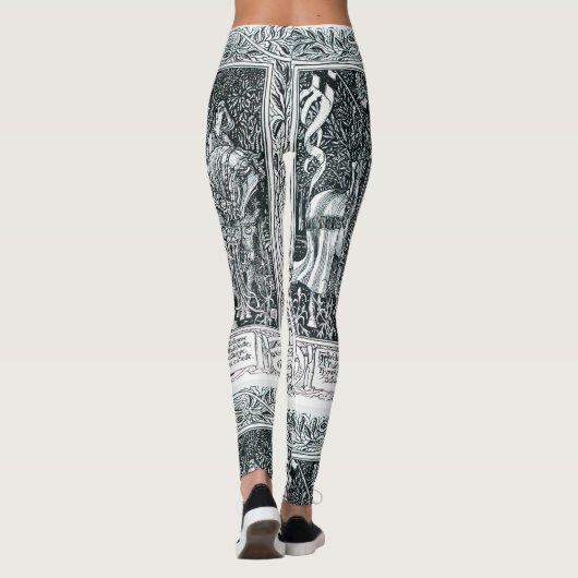Medieval Lady en Knight Horseback Black White Leggings (Achterkant)
