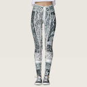 Medieval Lady en Knight Horseback Black White Leggings (Voorkant)