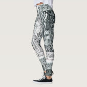 Medieval Lady en Knight Horseback Black White Leggings (Links)