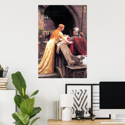 Medieval Lady en Knight Poster (Thuiskantoor)