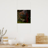 Medieval Lady Fantasy Art Forest Poster (Keuken)