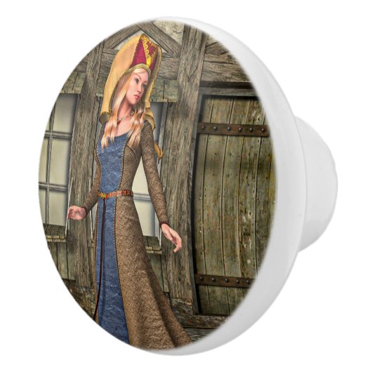 Medieval Lady Keramische Knop (Rechts)