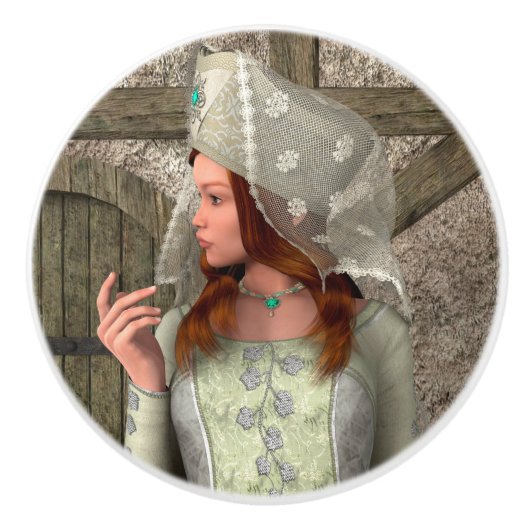 Medieval Lady Keramische Knop (Voorkant)