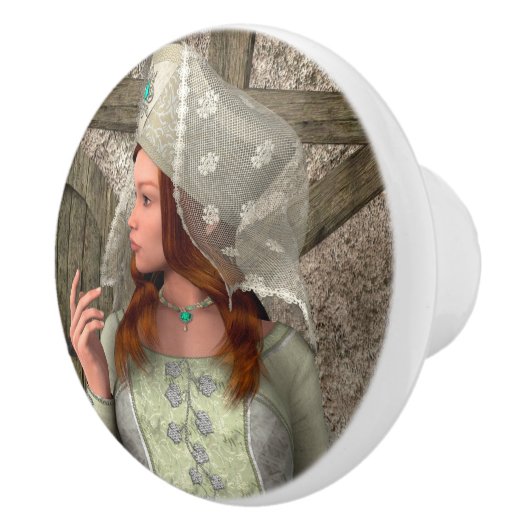 Medieval Lady Keramische Knop (Rechts)