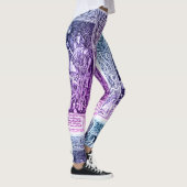 Medieval Lady, Knight Horseback Paars Blue White Leggings (Rechts)