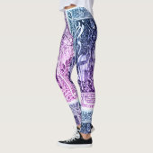 Medieval Lady, Knight Horseback Paars Blue White Leggings (Links)