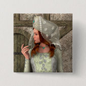 Medieval Lady Vierkante Button 5,1 Cm (Voorkant)