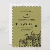 Medieval “Last Knight Out” Bachelorette Invitation Kaart (Achterkant)