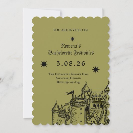 Medieval “Last Knight Out” Bachelorette Invitation Kaart (Achterkant)