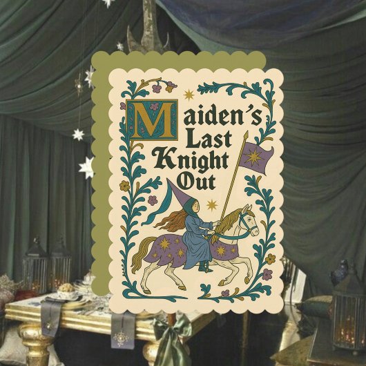 Medieval “Last Knight Out” Bachelorette Invitation Kaart