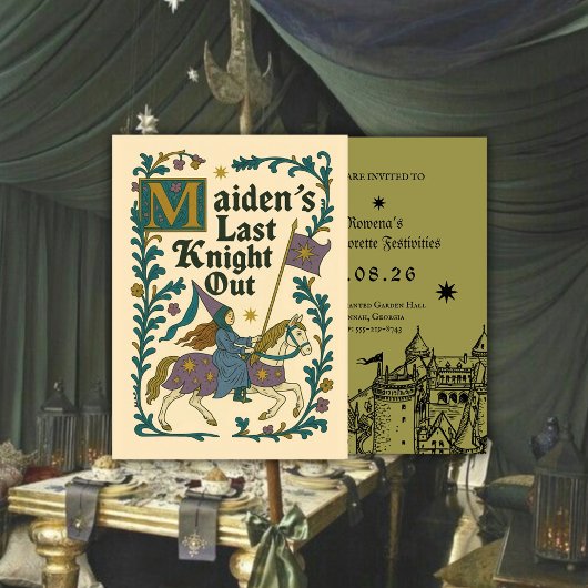 Medieval “Last Knight Out” Bachelorette Invitation Kaart