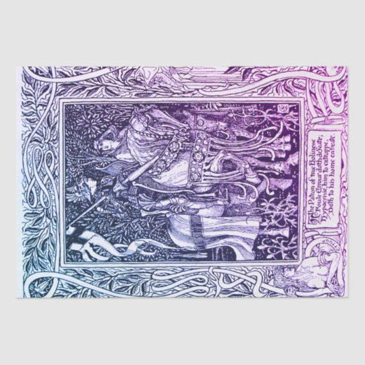 MEDIEVAL LEGENDS Lady en Knight Horseback Floral Tissuepapier (Voorkant)