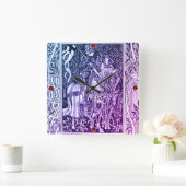 MEDIEVAL LEGENDS Lady en Knight Horseback Floral Vierkante Klok (Huis)